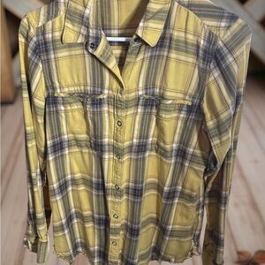 Eddie Bauer Yellow and Blue Plaid Button Down Shirt